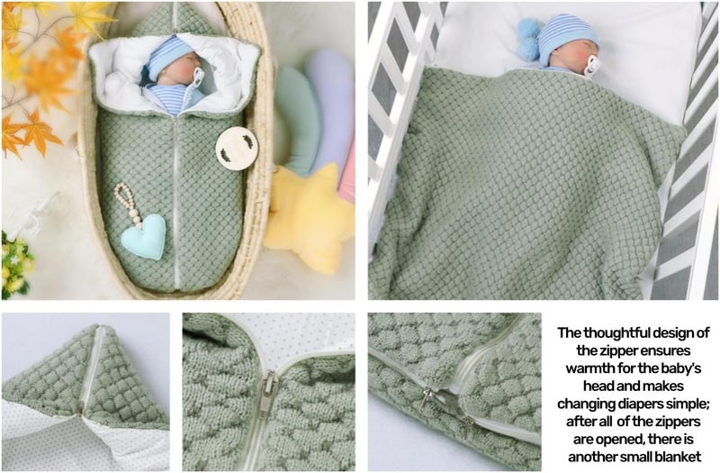 LLmoway Baby Receiving Blanket Boys Girls Soft Knit Swaddle Warm Newborn Wrap Sleeping Bag for Infant 0-12 Months Green - Image 4